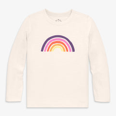 Kids long sleeve cutout rainbow tee