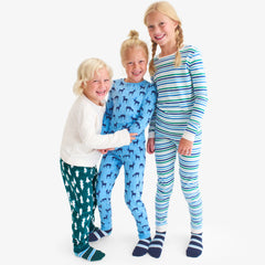Clearance kids organic PJ pant in snowy reindeer