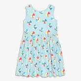 Kids cross-back tank dress in beach balls