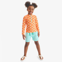 Kids long sleeve half-zip rash guard in cutout suns