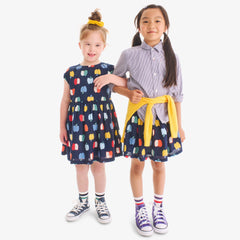 Clearance kids pull-on pocket skirt in rainbow apples