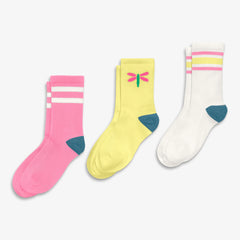 Kids athletic sock 3-pack in dragonfly mix