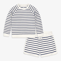 Kids sweatshirt and short in navy stripe