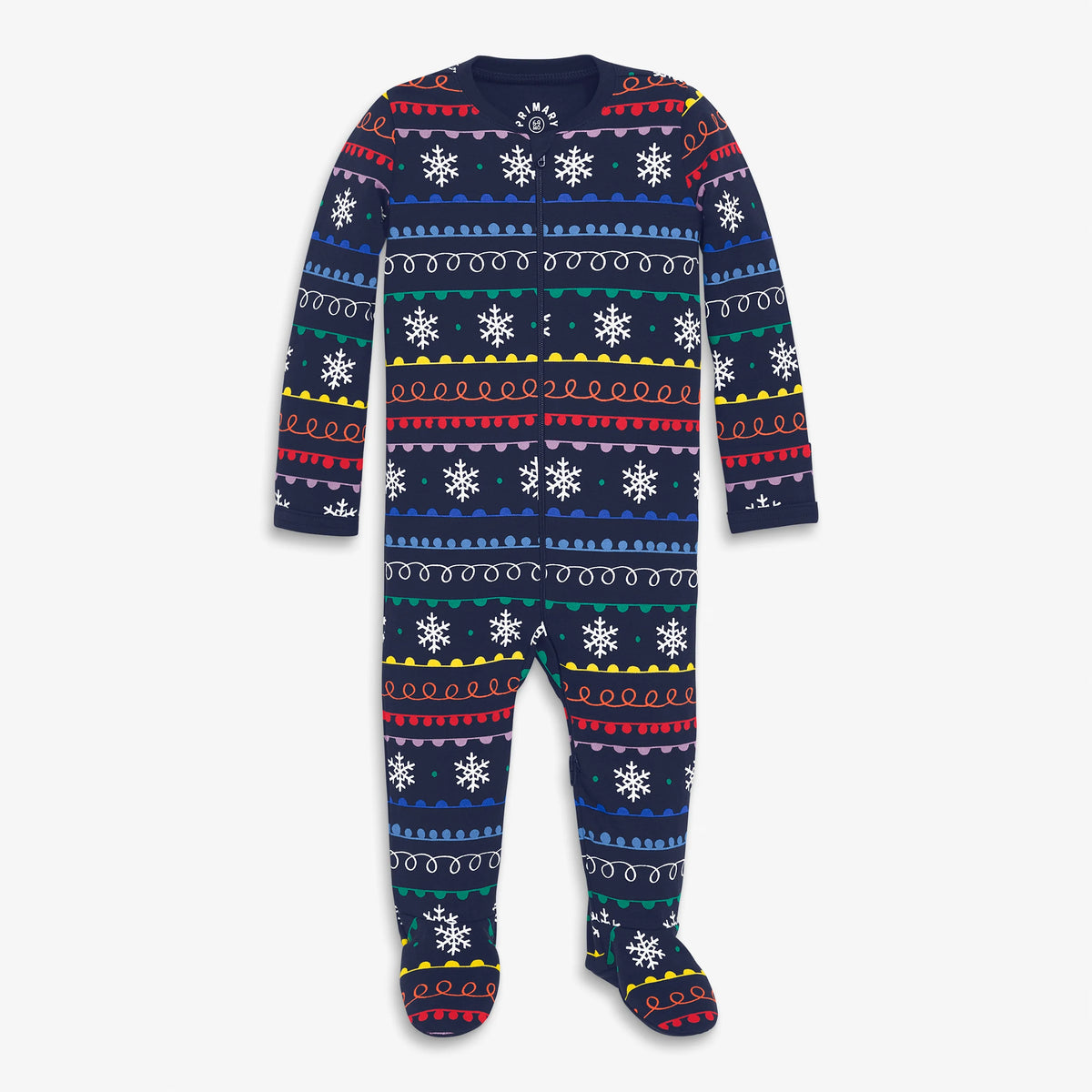 Clearance baby organic zip footie in rainbow fair isle