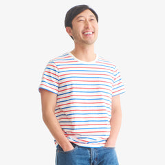 Unisex fit classic tee in multi stripe