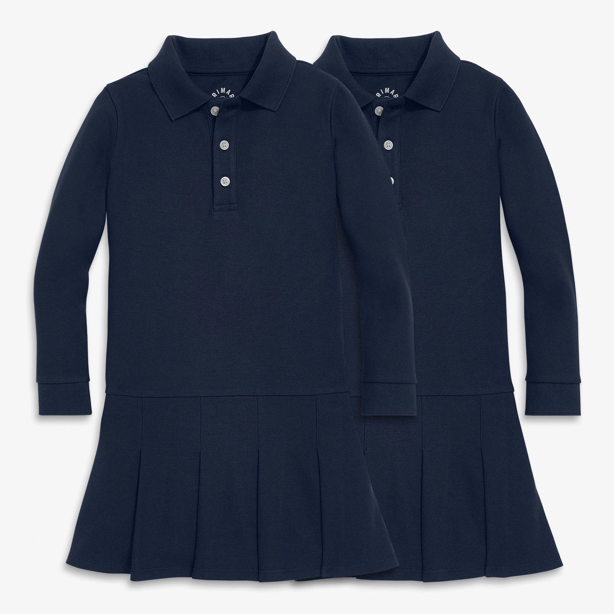 Kids long sleeve pique polo dress 2-pack
