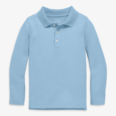 Kids slim long sleeve interlock polo