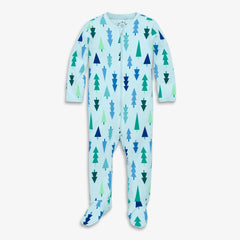 Clearance baby organic zip footie in frosty trees