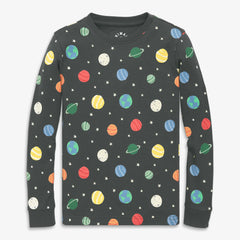 Kids organic long sleeve PJ top in rainbow galaxy