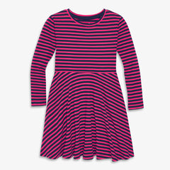 Clearance kids long sleeve twirly dress in mini stripe