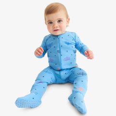 Clearance baby organic zip footie in rainbow menorahs