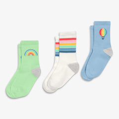 Kids athletic sock 3-pack in hot air balloon mix