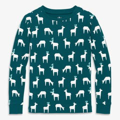 Clearance kids organic long sleeve pj top in forest friends