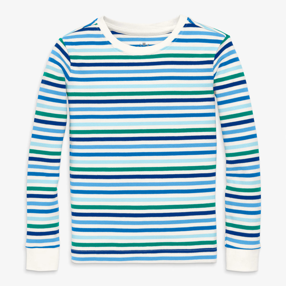 Clearance kids organic long sleeve PJ top in cool stripes