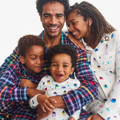 Clearance kids organic long sleeve PJ top in rainbow village