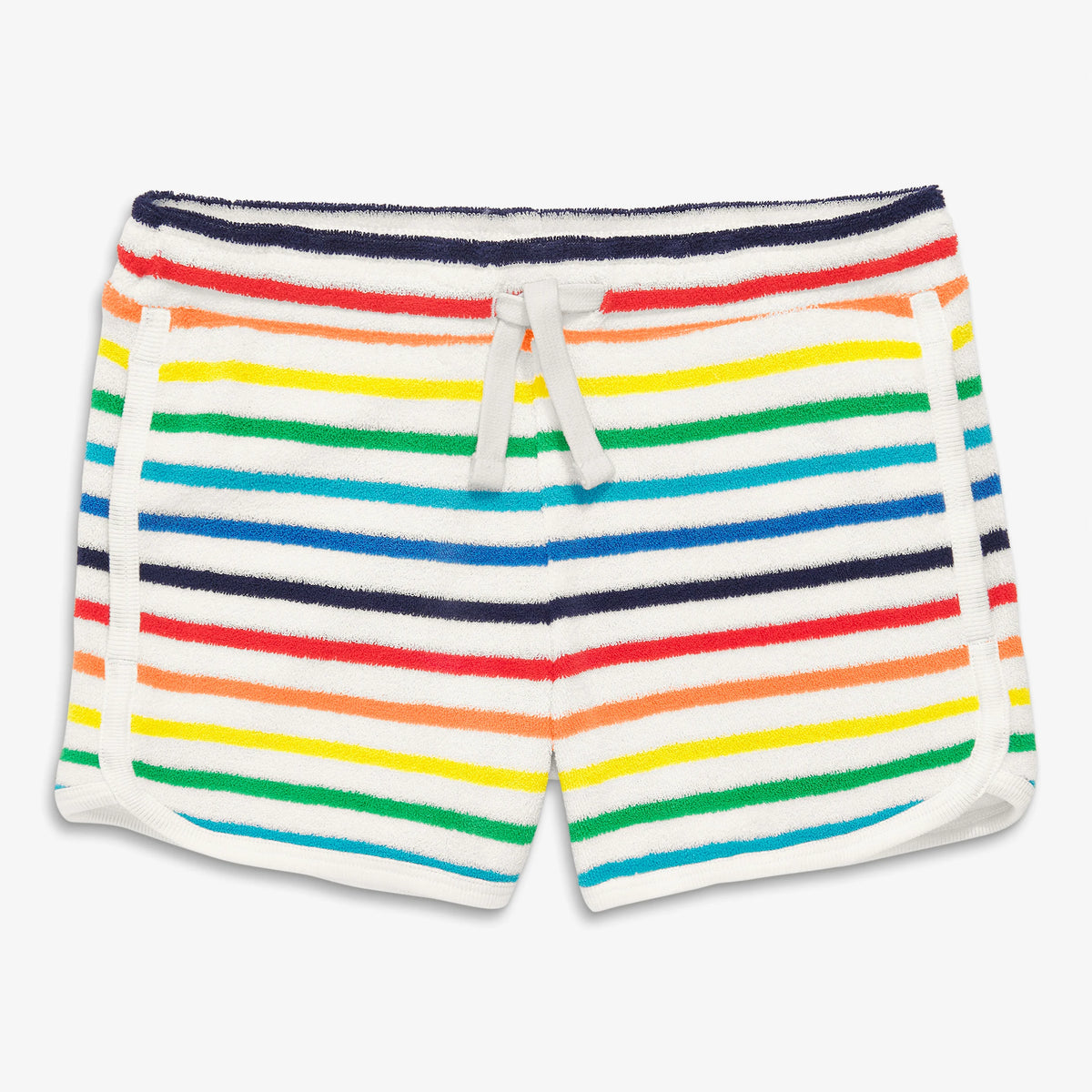 Clearance kids towel terry short in rainbow stripe