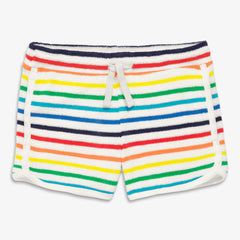 Clearance kids towel terry short in rainbow stripe