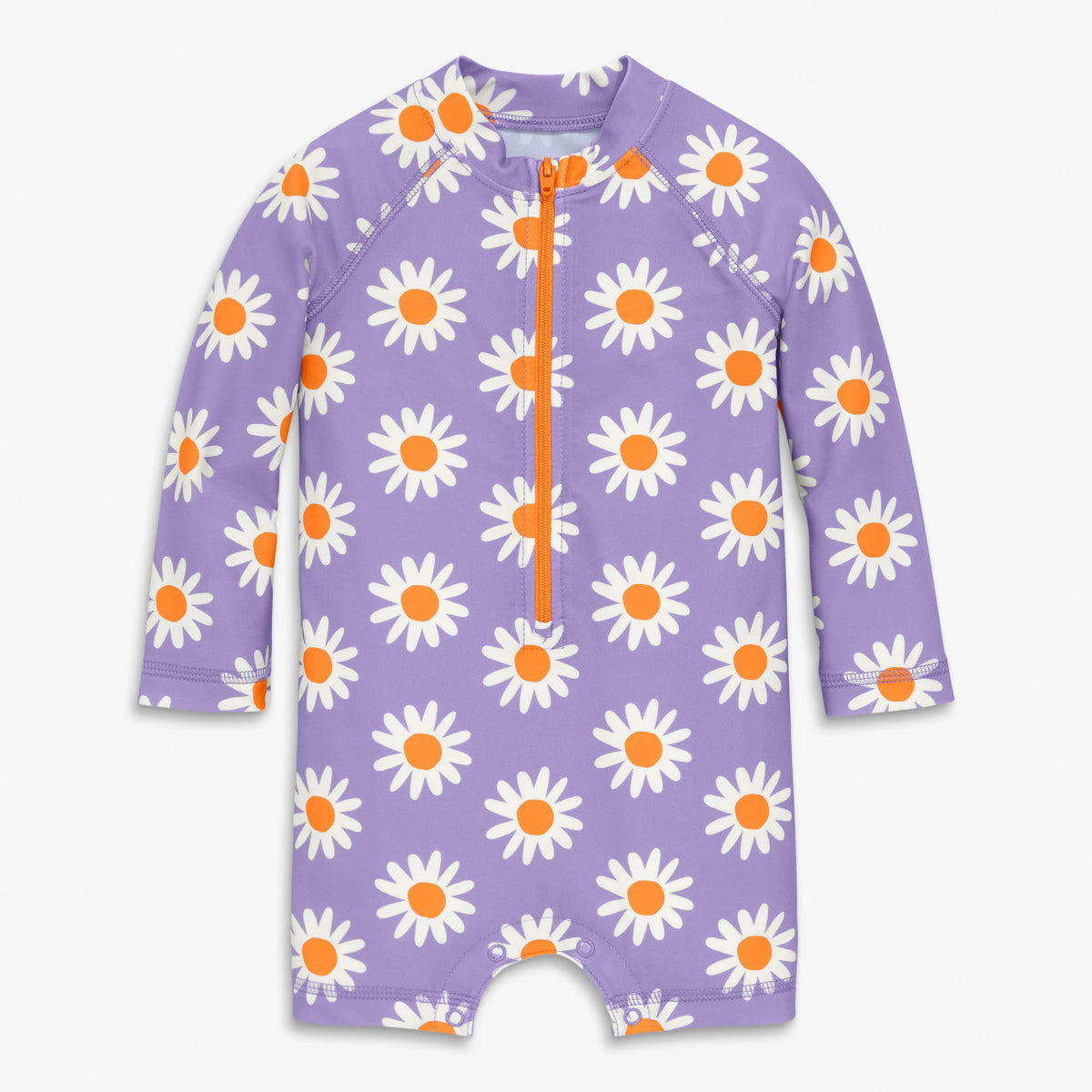 Baby one-piece rash guard in daisies