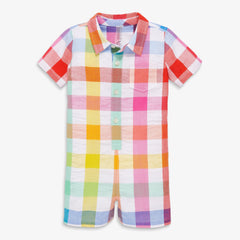 Clearance baby button down shortie in rainbow gingham