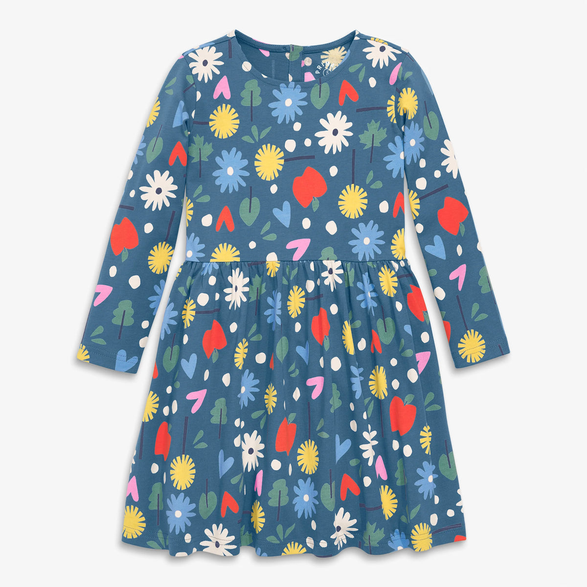 Kids long sleeve perfect pocket dress in rainbow garden party