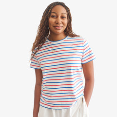 Women's fit easy crewneck tee in multi stripe