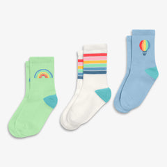 Kids athletic sock 3-pack in hot air balloon mix