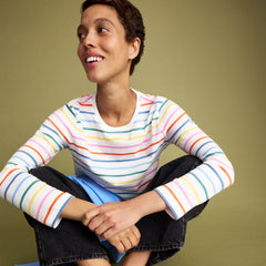 Women's fit long sleeve everyday tee in rainbow stripe