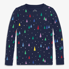 Clearance kids organic long sleeve PJ top in rainbow forest
