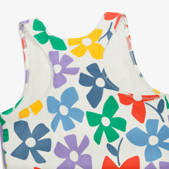 Kids swim tank and bikini bottom set in rainbow blooms