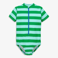 Clearance kids short sleeve one-piece rash guard in stripe
