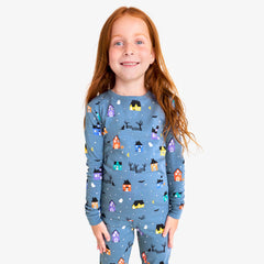 Kids organic long sleeve PJ top in spooky village