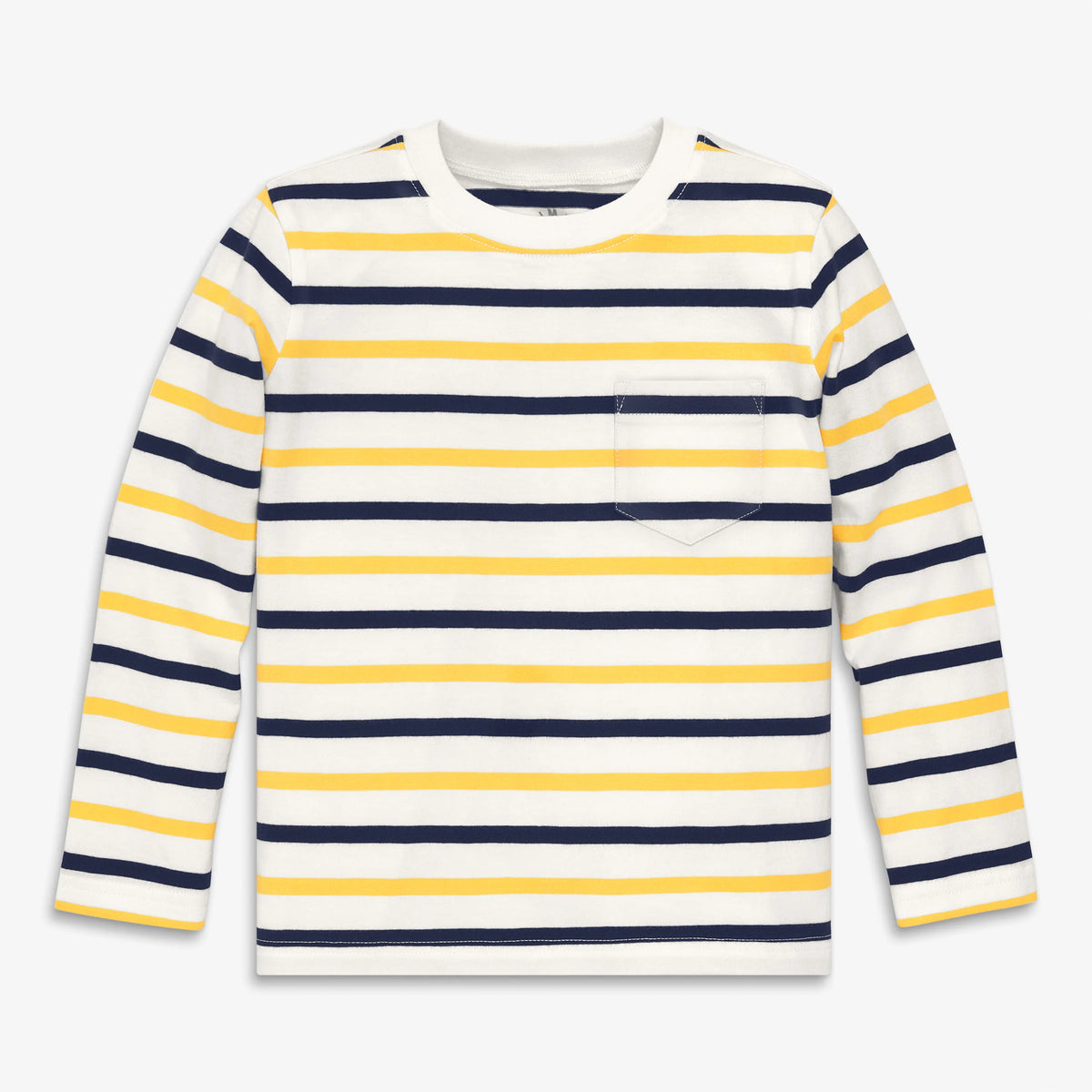 Kids long sleeve pocket tee in multi-stripe
