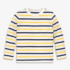 Kids long sleeve pocket tee in multi-stripe