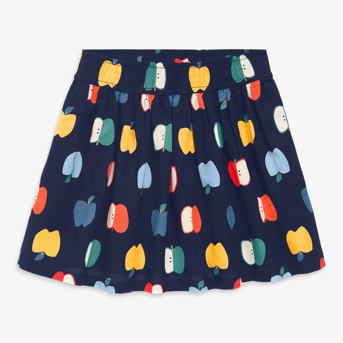 Clearance kids pull-on pocket skirt in rainbow apples
