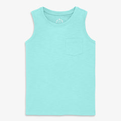 Kids slub pocket tank in seasonal colors