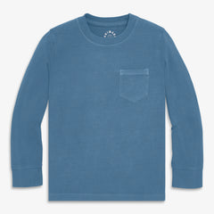 Clearance kids long sleeve garment dyed pocket tee