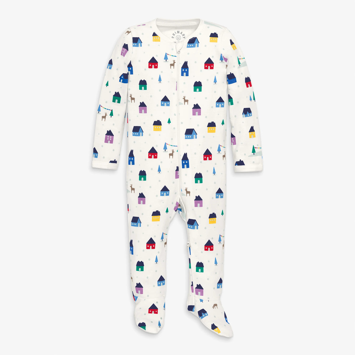 Clearance baby organic zip footie in rainbow village