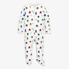 Clearance baby organic zip footie in rainbow village