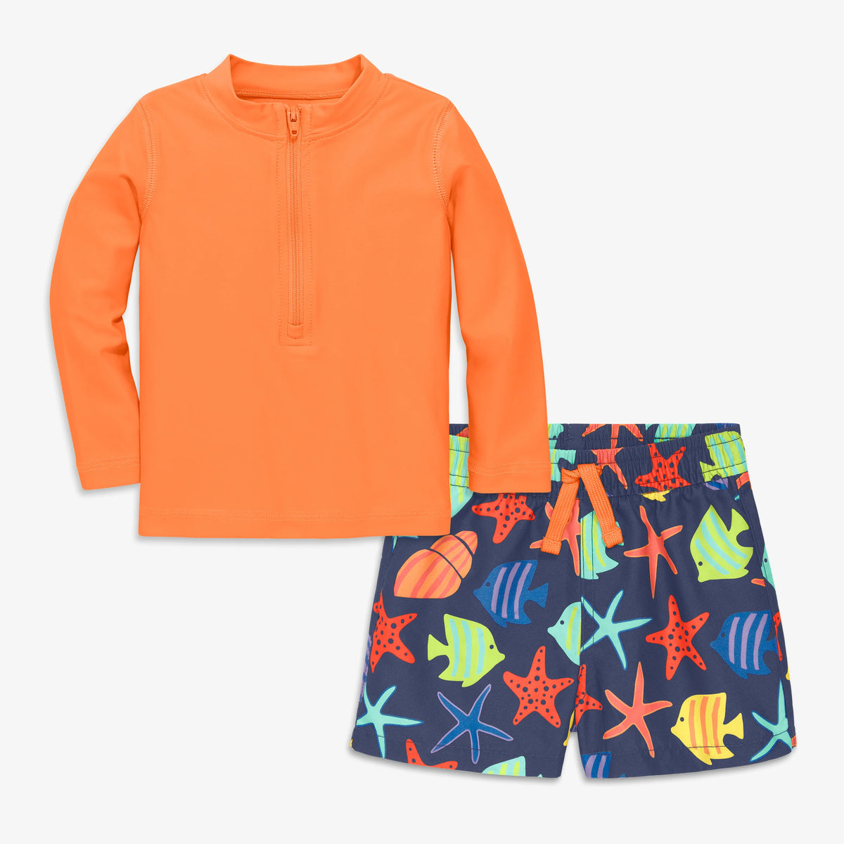 Baby rash guard & swim trunk in under the sea