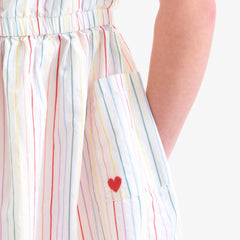 Clearance kids picnic dress in rainbow pinstripe