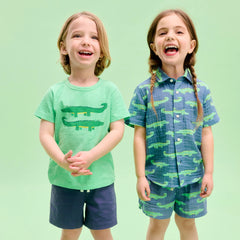 Kids cotton gauze beach short in gator pals