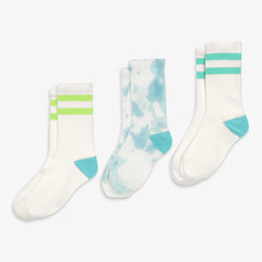 Kids athletic sock 3-pack tie-dye and stripes