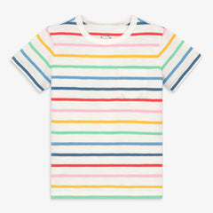 Kids slub pocket tee in rainbow stripe
