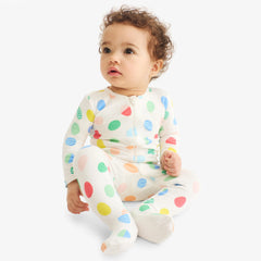 Clearance Baby organic zip footie in rainbow egg hunt