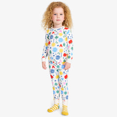 Kids organic PJ pant in rainbow garden party