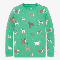 Kids organic long sleeve PJ top in dog park