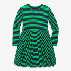 Clearance kids long sleeve twirly dress in mini stripe
