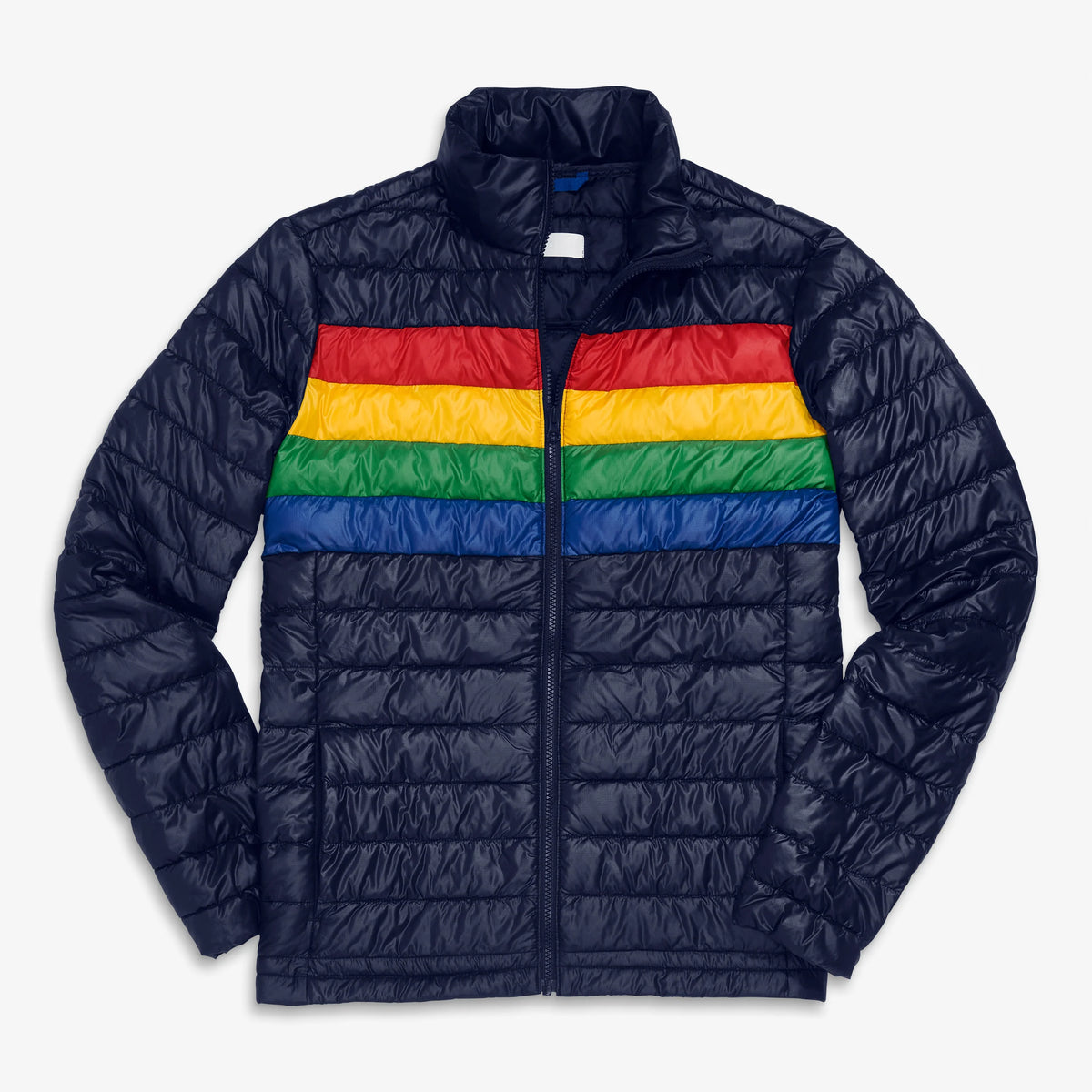 Unisex fit lightweight puffer jacket in stripe