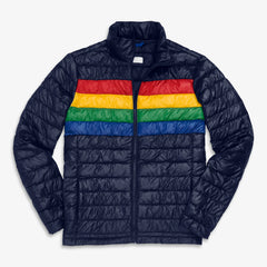 Unisex fit lightweight puffer jacket in stripe