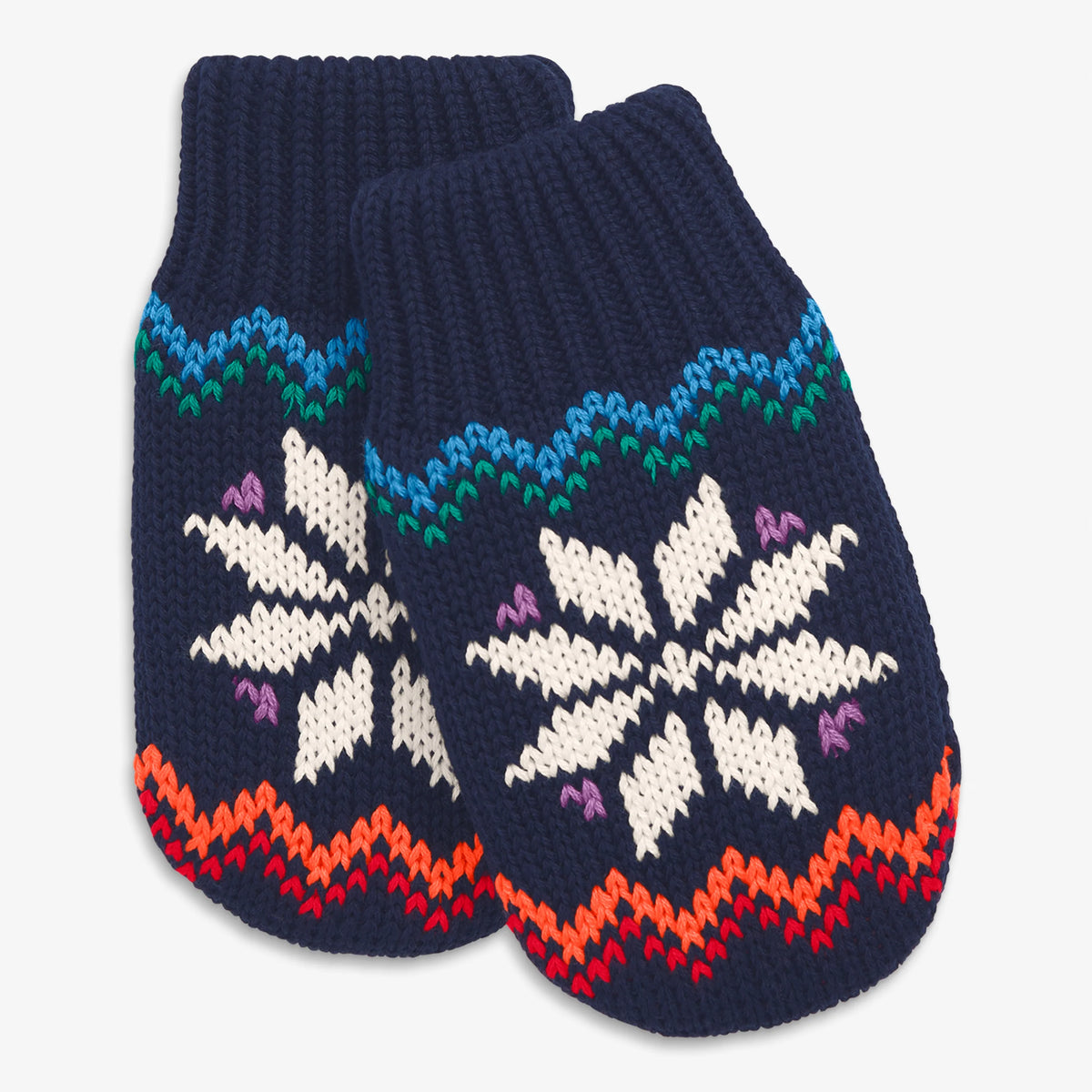 Baby fleece-lined rainbow snowflake fair isle mittens
